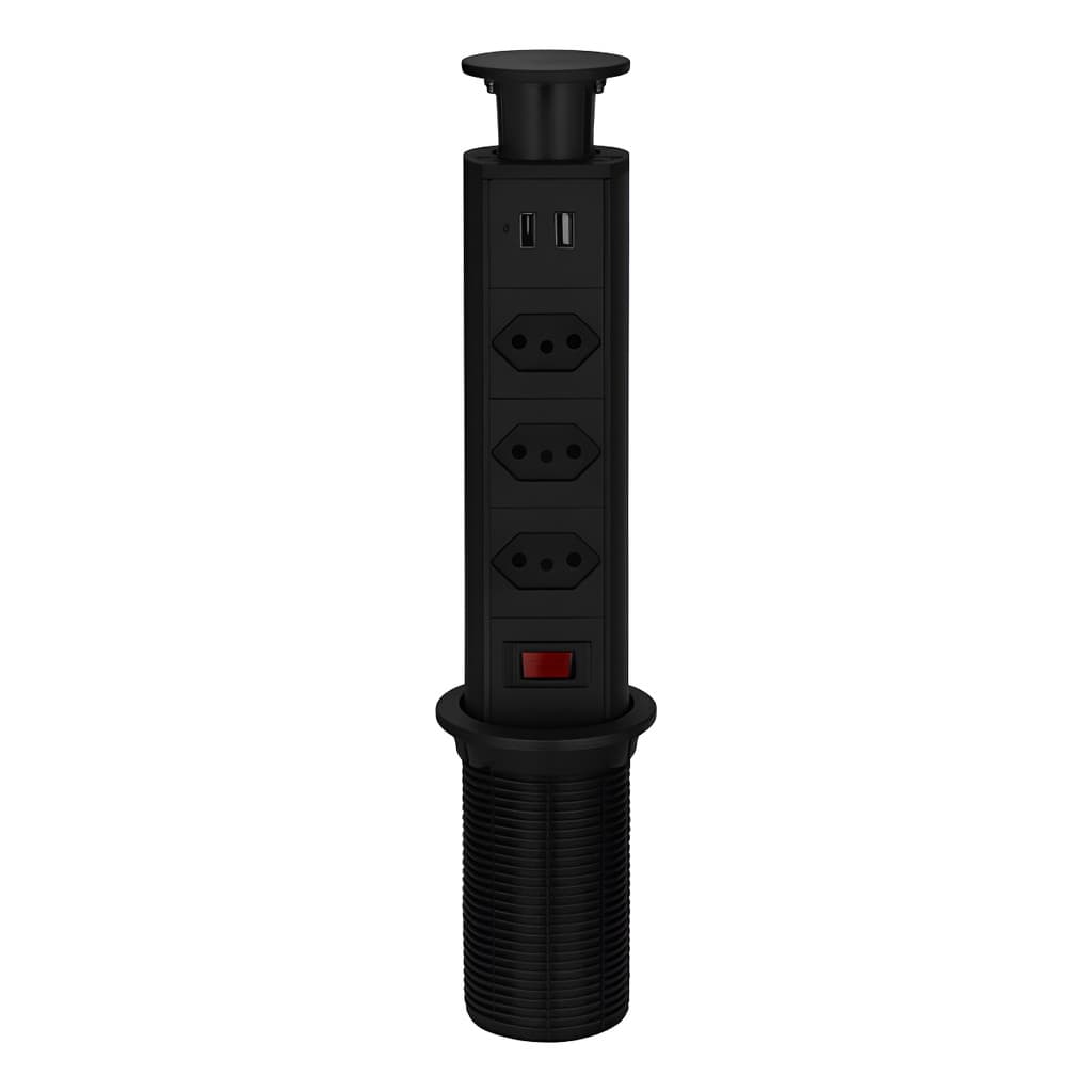 Torre Tomada Retrátil Embutir Mesa Bancada Escritório Usb-c