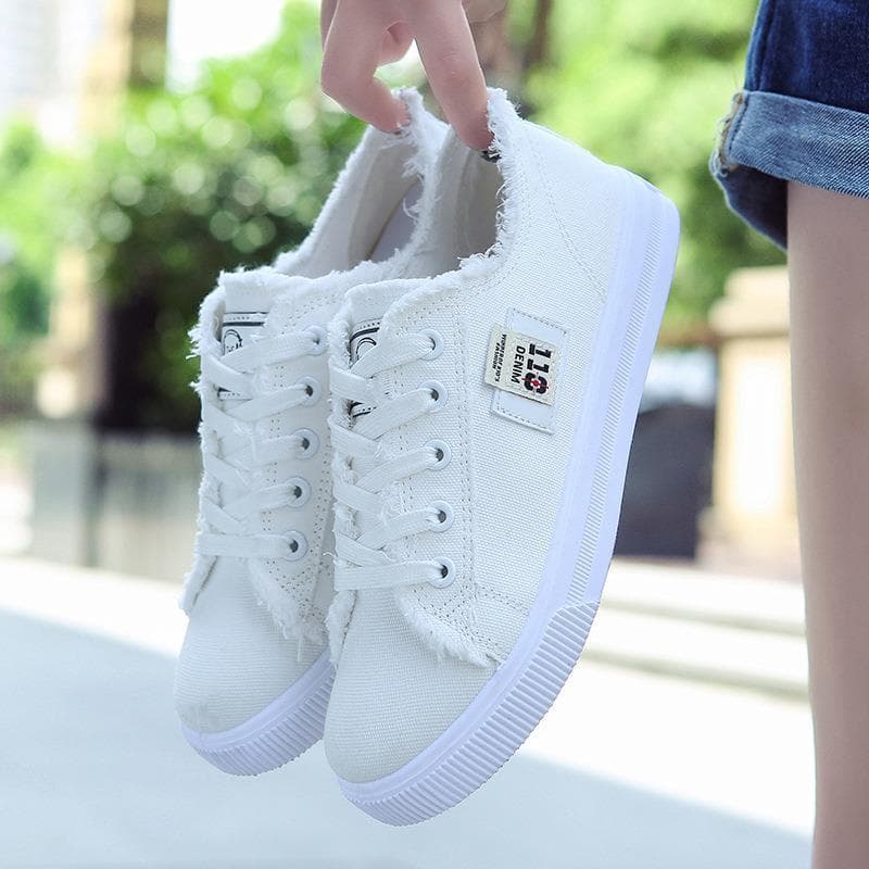 Sapatos de lona femininos estilo outono 2024 novo estilo sapatos femininos primavera sapatos brancos planos têni