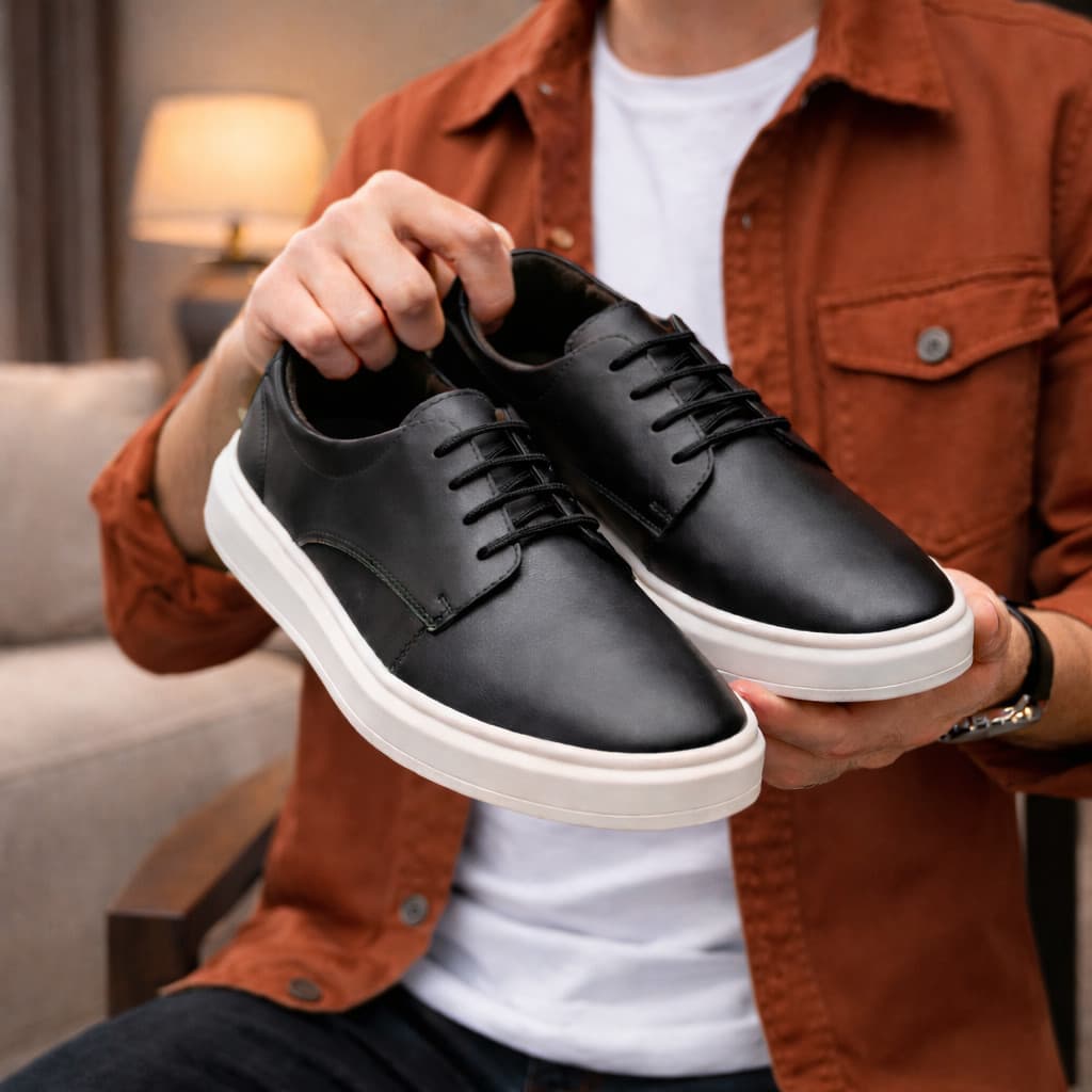 Tênis Casual Masculino Moderno Social Leve Confortável Solado Branco Estilo Minimalista