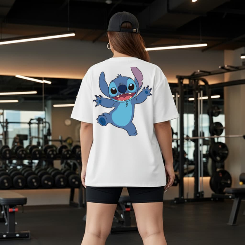 Camiseta Feminina Stitch Fofo Algodão Premium Tecido Macio  Confortável Leve e Respirável faculdade trabalho casual