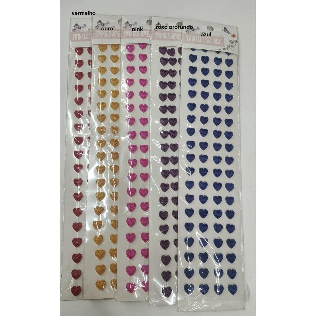 kit Cartela Strass Adesivo  Adesivo Decorativo-Coração- Estrela -Borboleta