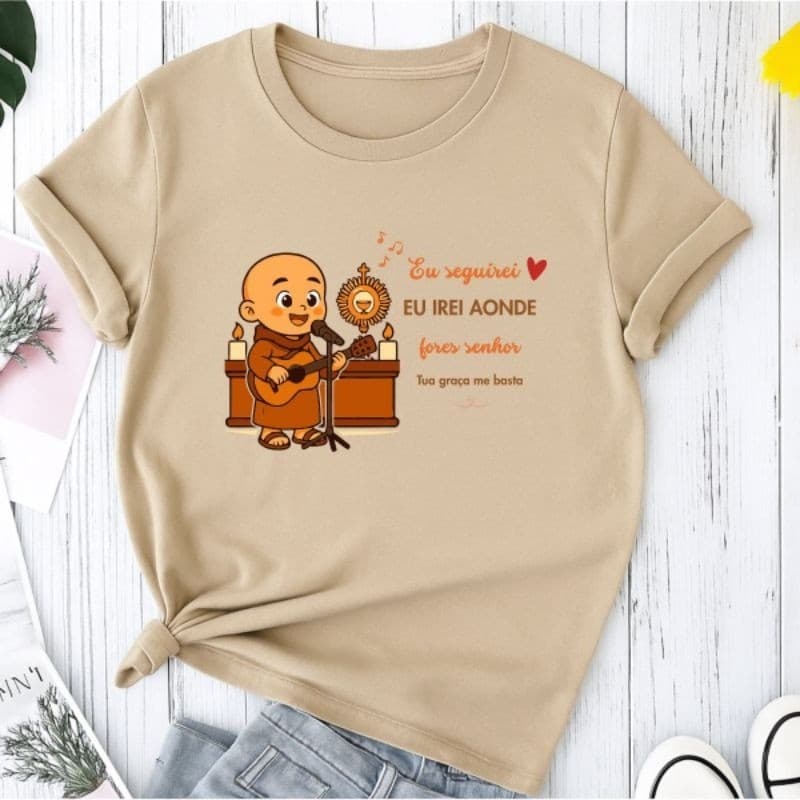 Camiseta Camisa Blusa Unissex Frei Gilson 100% Algodão Basica Casual Catolica Cristã Religiosa