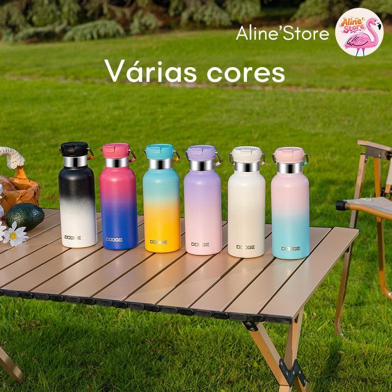 Garrafa Térmica DODGE 380ml/500ml Aço Inoxidável SUS304 Design Gradiente e Minimalista Tampa de Abertura Rápida
