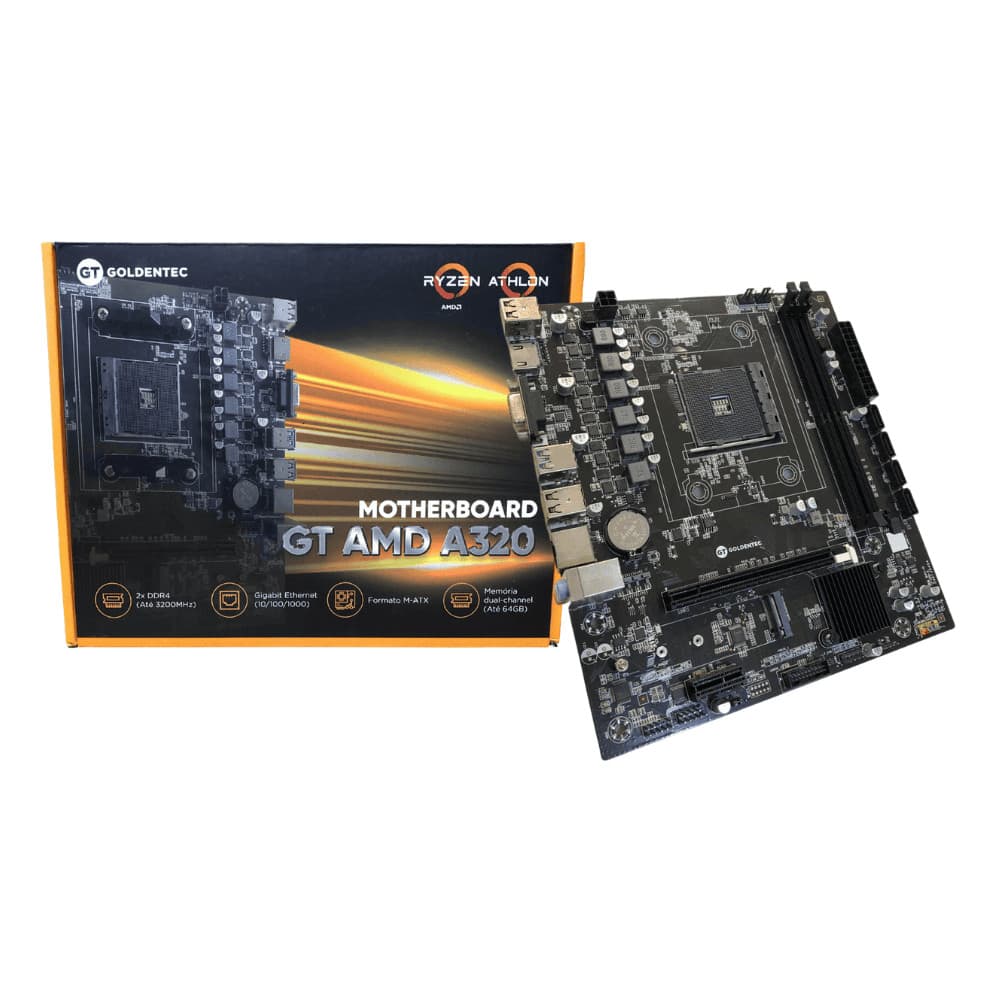 Placa Mãe Goldentec, AMD, A320 DDR4 | Gt