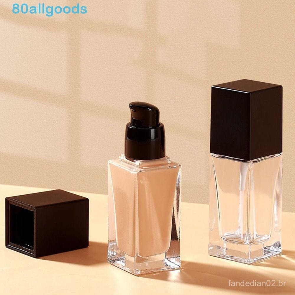 ALLGOODS1 Frasco De Base Líquida Vidro Para Maquiagem Recipiente Cosmético Quadrado Transparente/Fosco