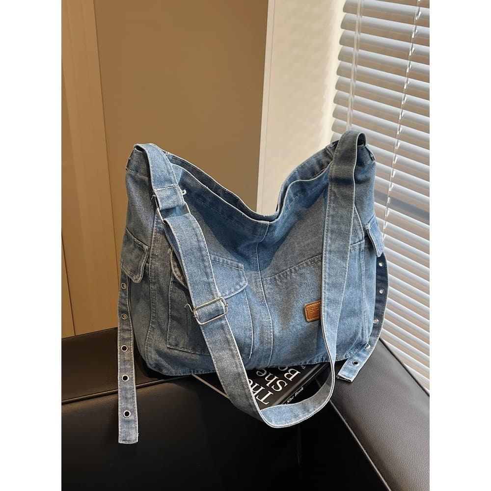 Casual grande saco feminino 2025 novo estilo verão saco do mensageiro Denim bolsa de ombro grande capacidade Commuter sa