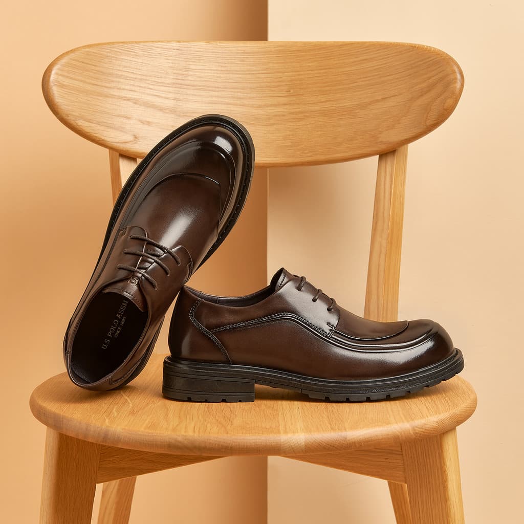 USPA americano Polo Association sapatos de couro genuíno masculino 2026 novo estilo sapatos masculinos de couro genuíno