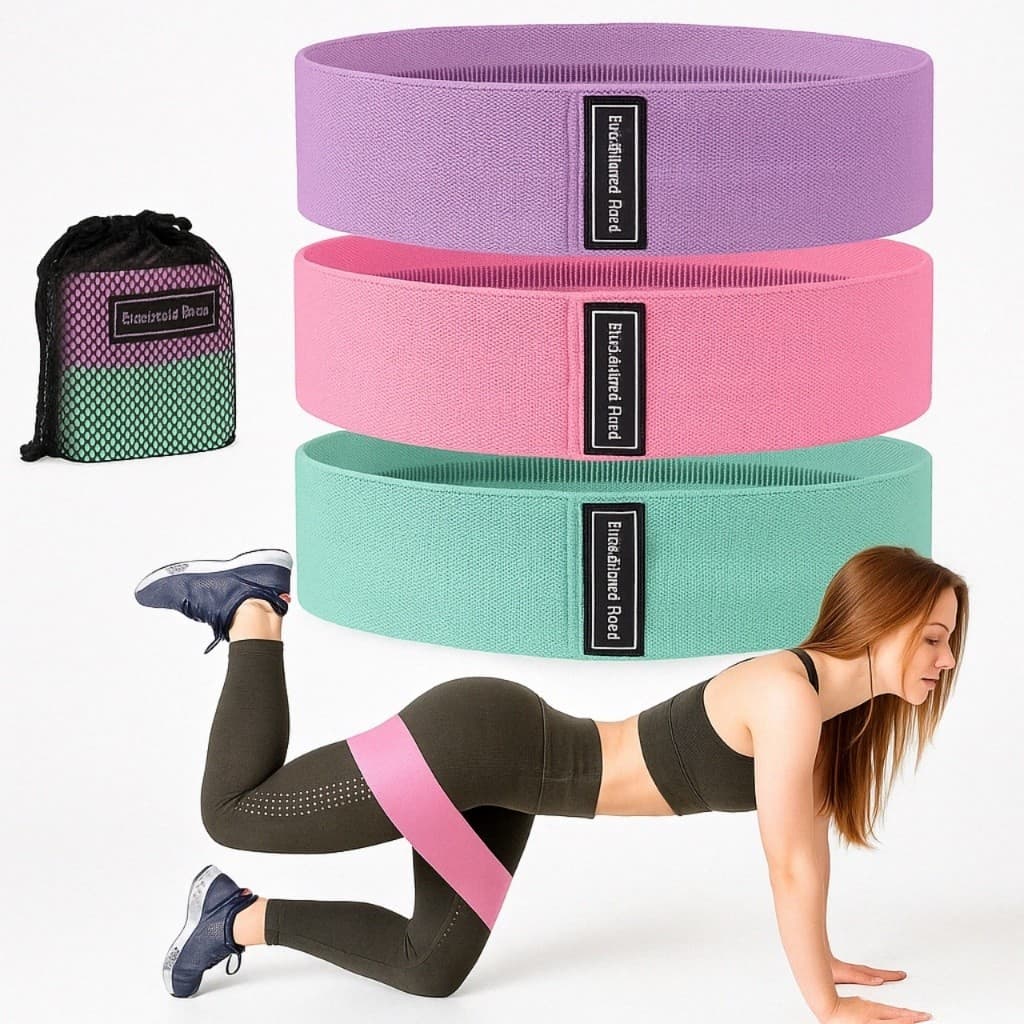 Kit 3 Faixas Elásticas de Resistência 3 Intensidades para Exercícios Treino e Fisioterapia Hip Bands