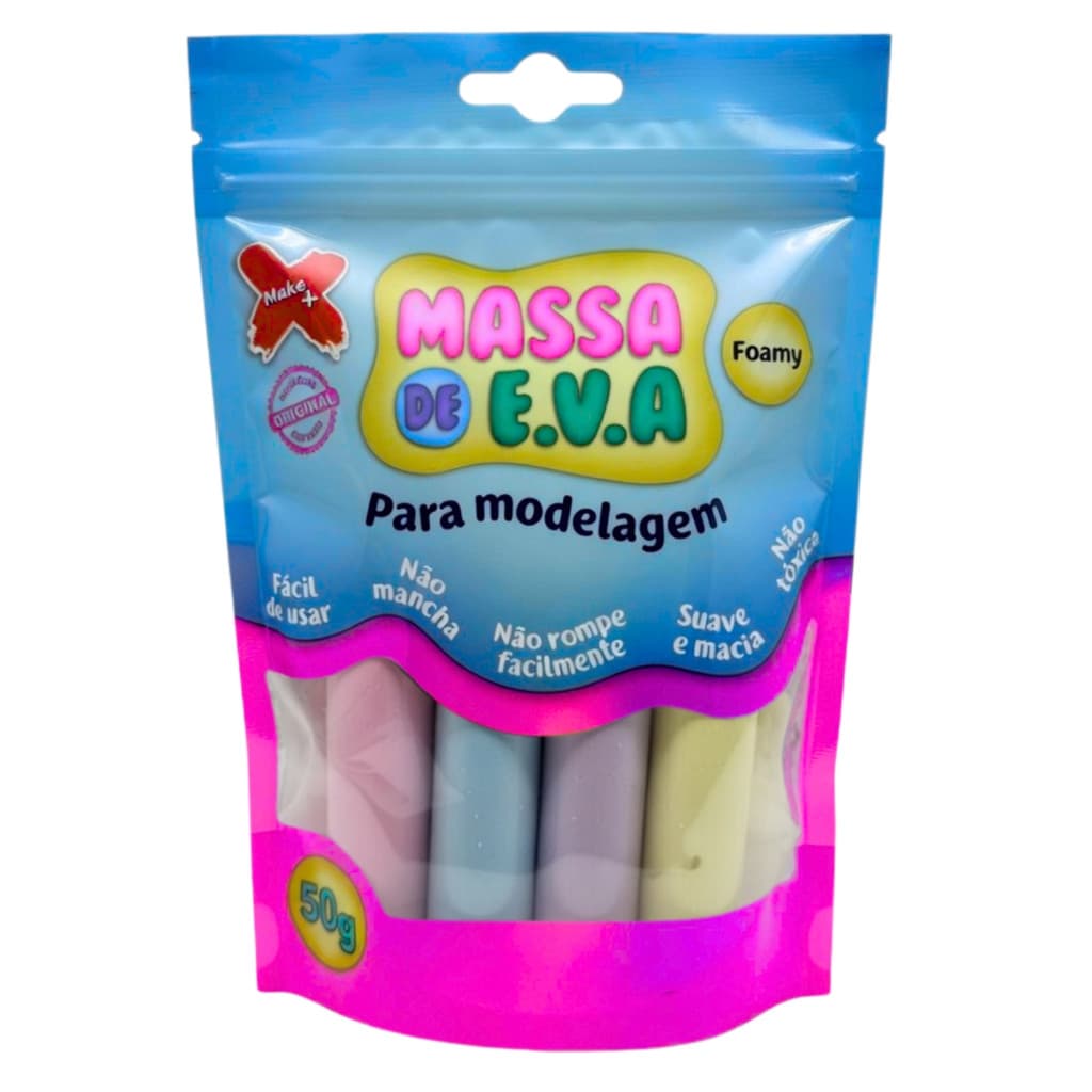 Massa EVA MAKE + 5 Cores Pastel Macia - Ideal para Slime e Modelagem