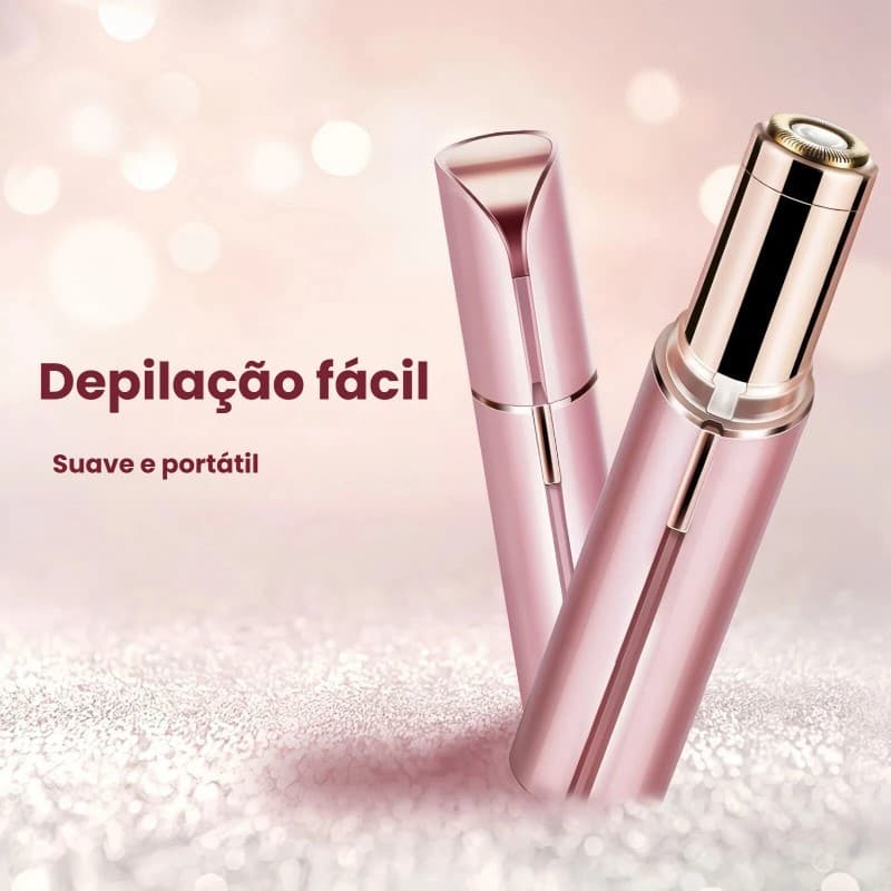 Depilador Facial Elétrico Formato de Batom - Portátil, Indolor e Recarregável para Remoção de Pelos do Rosto