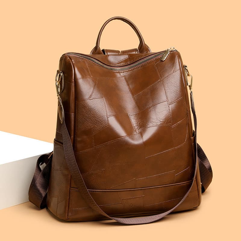 Mochila feminina impermeável de grande capacidade em PU, modelo fashion 2260