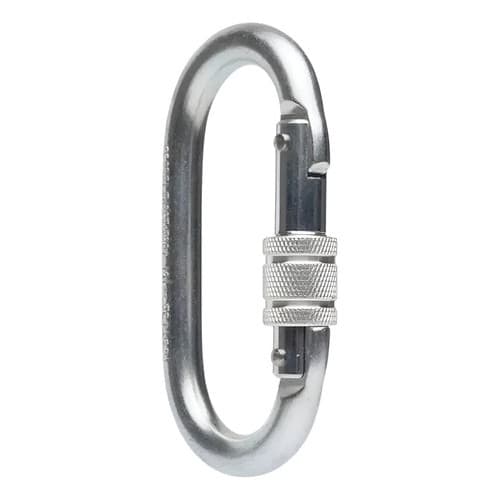 Mosquetão Montanhismo Oval Em Aço Mult Trava Rosca - 25kn Cinza