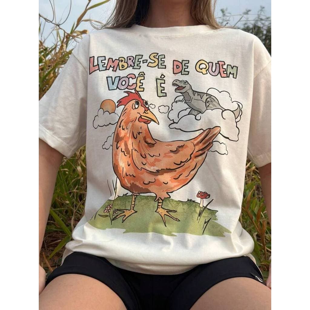 Camiseta Galinha Dinossauro - ESTAMPADO DTF