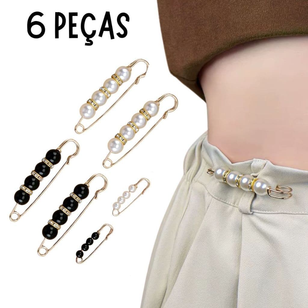 6 ou 12 Peças Alfinete Pequeno Tipo Broche Pérola Preto e Branco