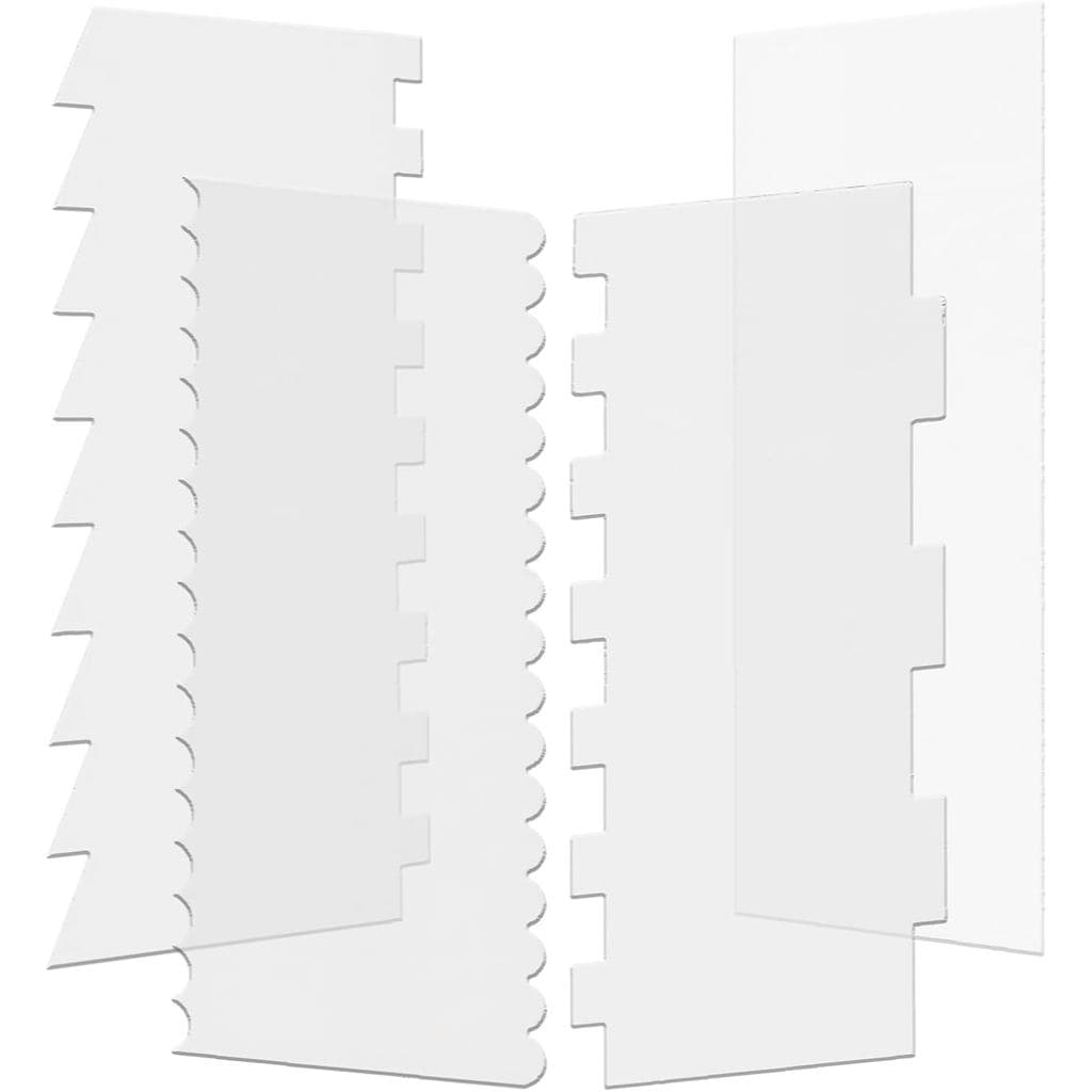 Conjunto de 4 Espátulas Transparentes para Bolo, Espátula de Acrílico para Alisar Bolo, Pente para Contornos e Bordas, S