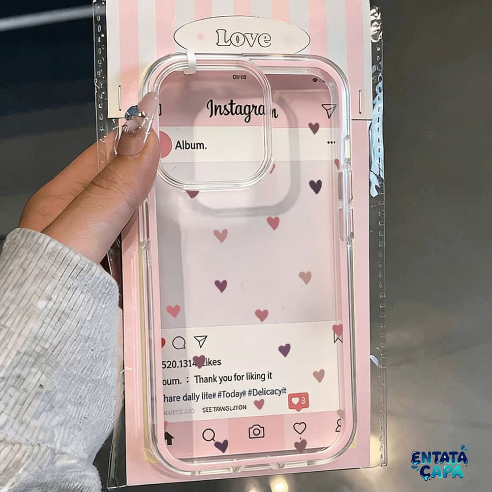 Capa Transparente 2 em 1 para iPhone 17 Pro Max 13 11 16 15 12 14 Plus à prova de choque Simples Amor Capinha
