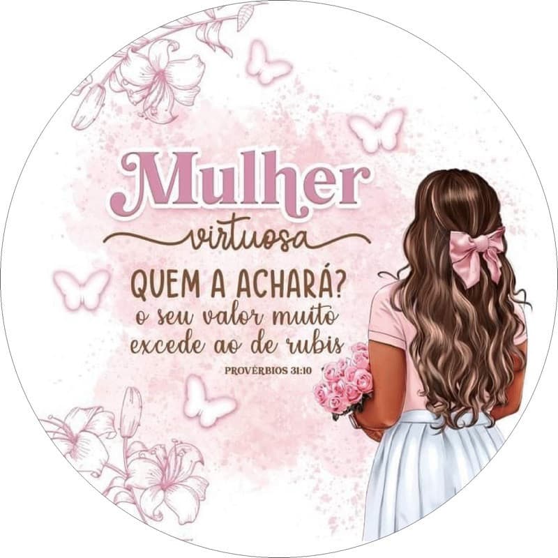 mini painel de aniversário  gospel mulher virtuosa 50x50cm FIRE