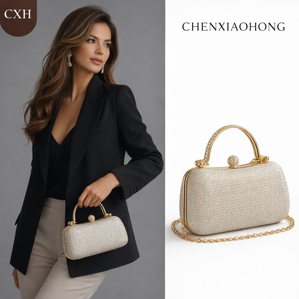 CHENXIAOHONG As mulheres podem usá-la como bolsa de ombro, bolsa de mão ou bolsa transversal. Uma bolsa de noite com cor