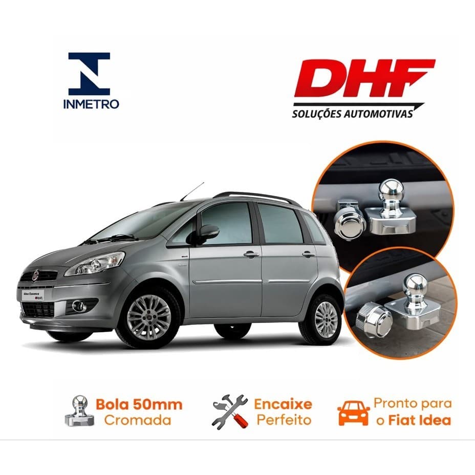 Engate Reboque Fiat Idea 2011 a 2016 DHF 1251 Gancho Reboque Completo + Bola 50mm Alta Resistência