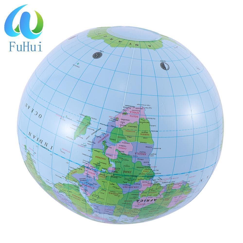 FUHUI Globo Gigante Inglês Crianças Geografia Bola De Praia Balão PVC Mapa Mundial De 16 Polegadas