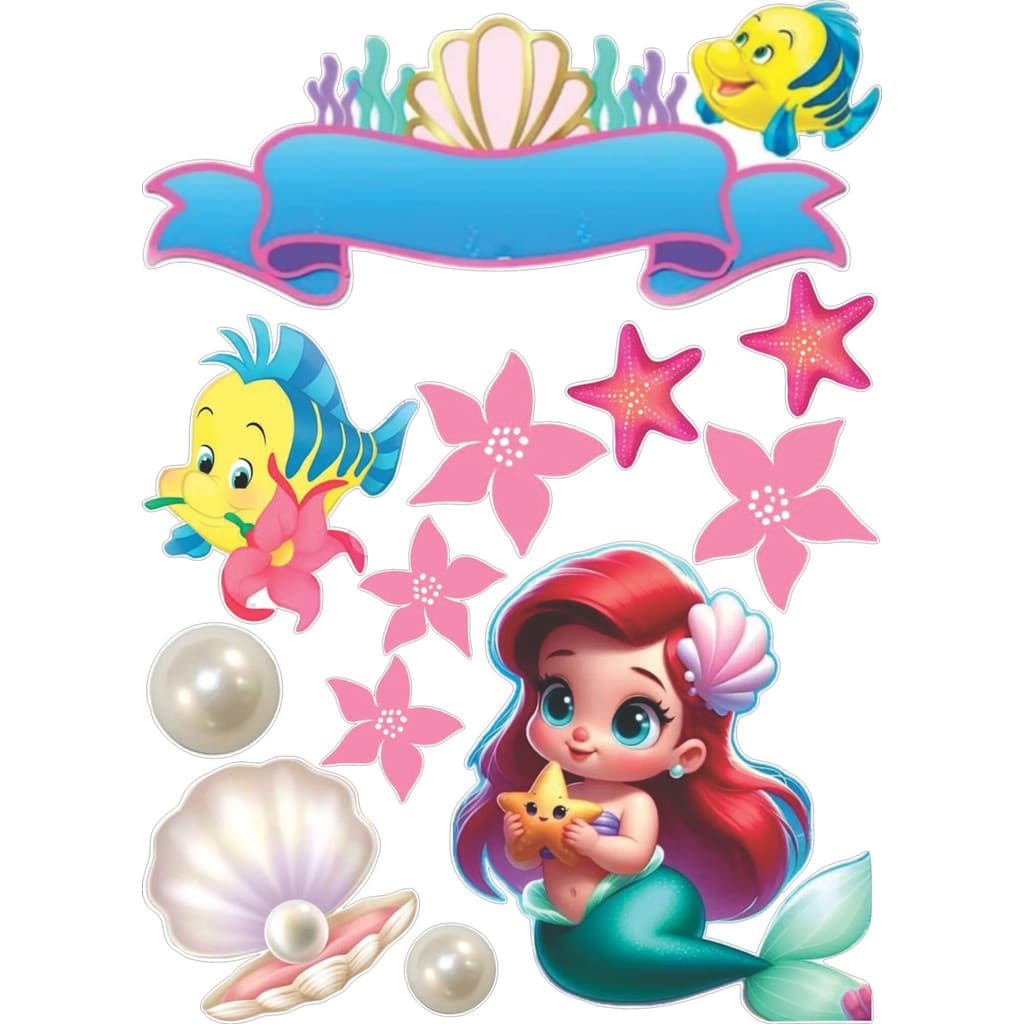 Topo Personalizado  Bolo Aniversário/mesversário Ariel Baby