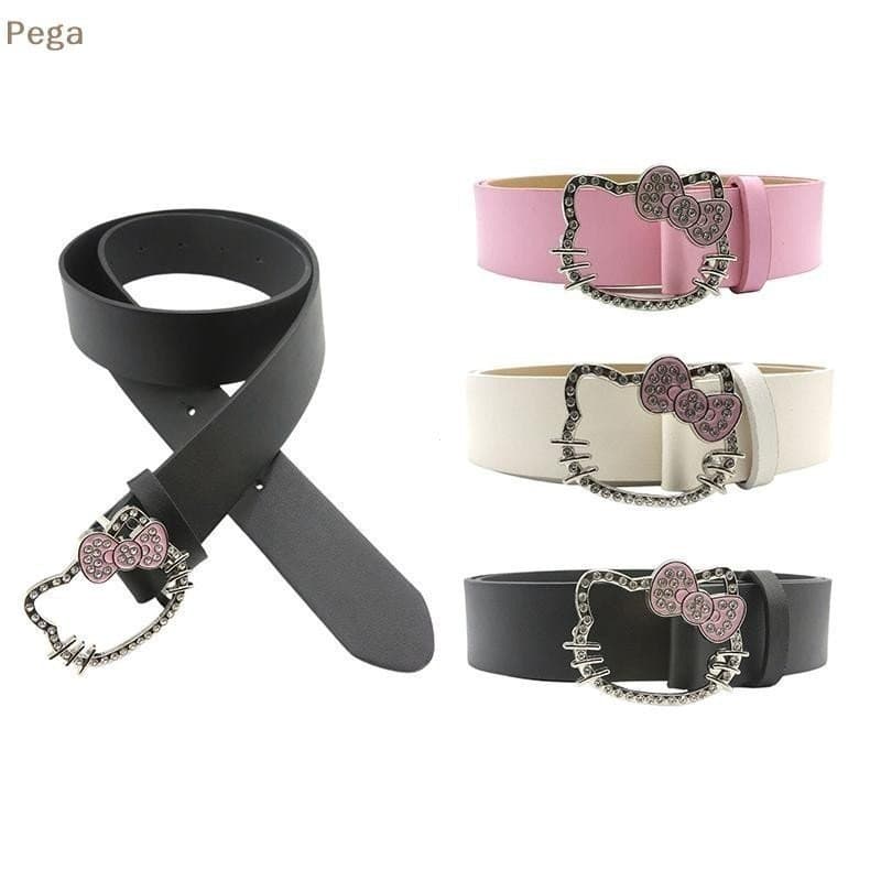 [Pega-t] 1 Peça Cinto Presentes De Feriado Sanrio Hello Kitty Fofo Meninas Moda Strass Brilho Versátil Acessórios Jeans