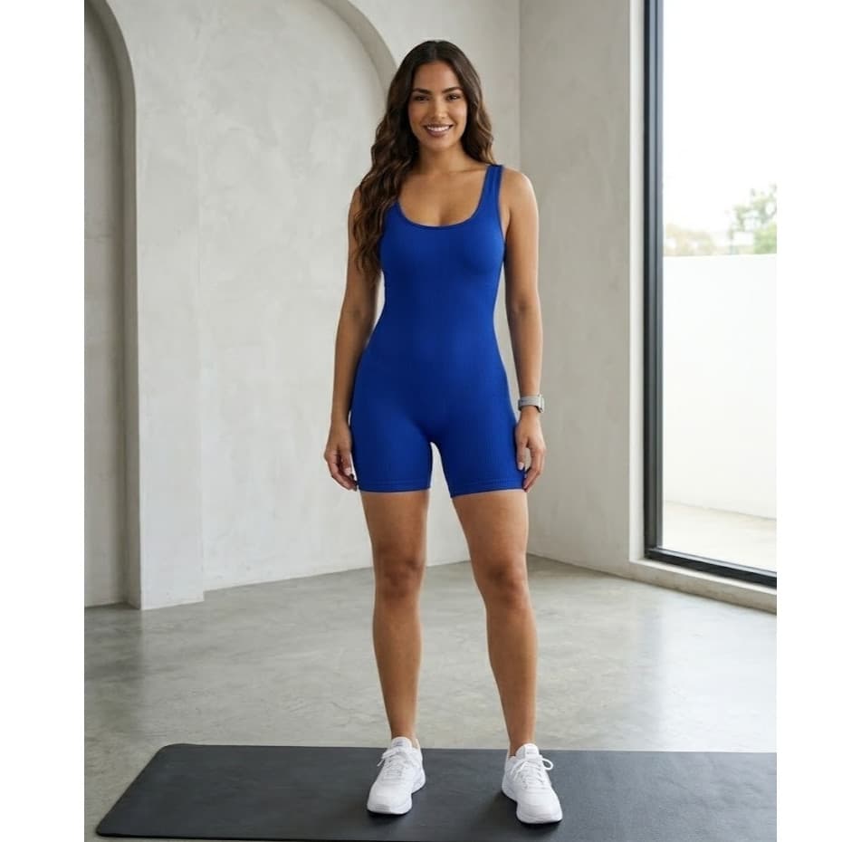 Macaquinho Canelado Fitness Feminino Academia Treino Casual Verão Confortável Modela o Corpo COD S1