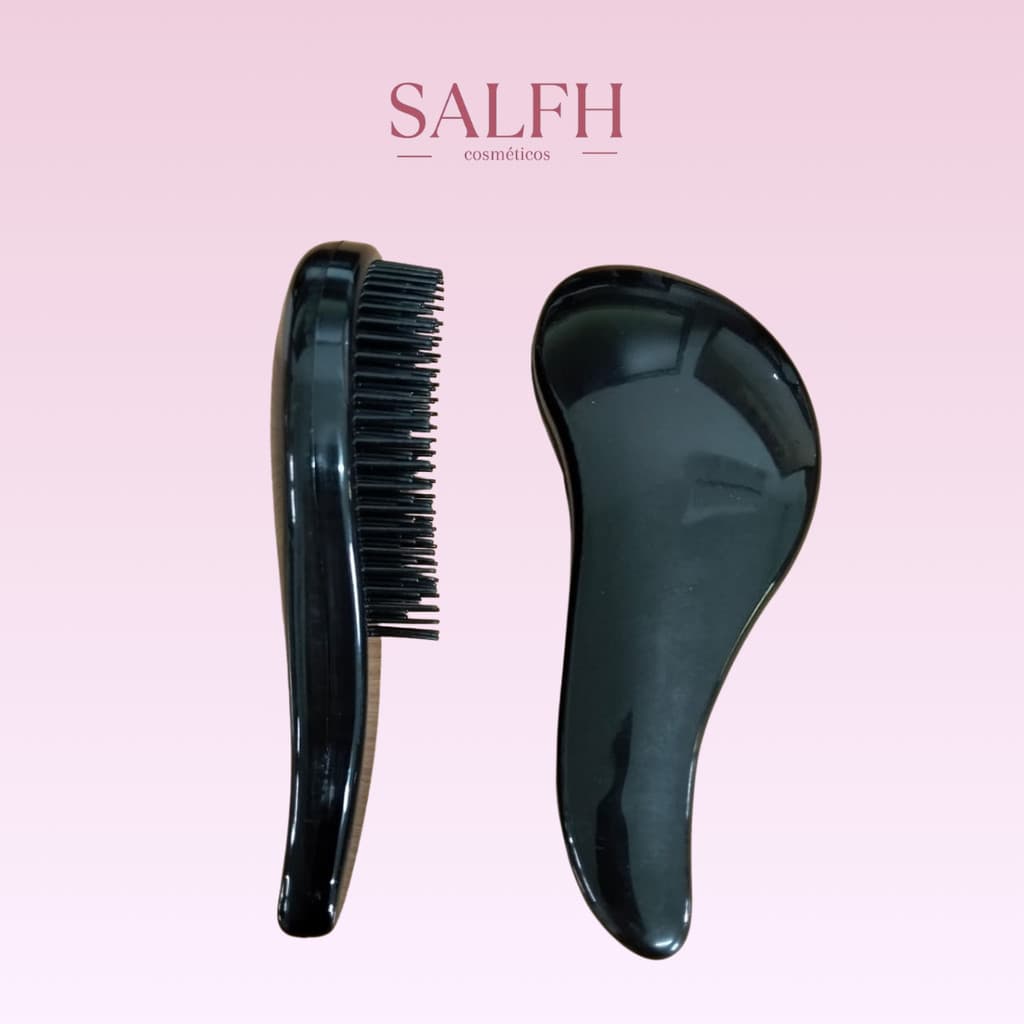 Escova Mágica Antifrizz Preta – Desembaraçadora para Cabelo Molhado e Seco, Ideal para Bolsa e Viagem Salfh