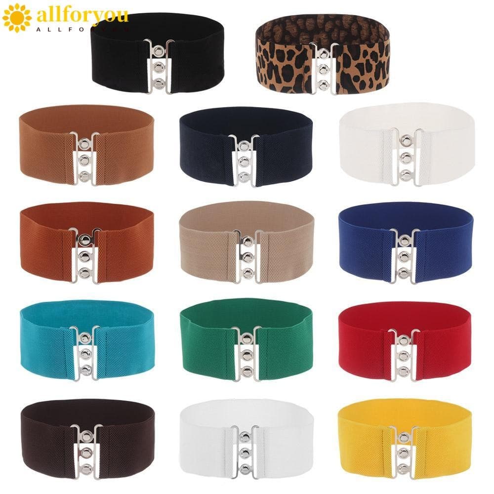 ALLFORYOU1 Cintura Com Fivela De Metal Feminina Elástica Casual Faixa De