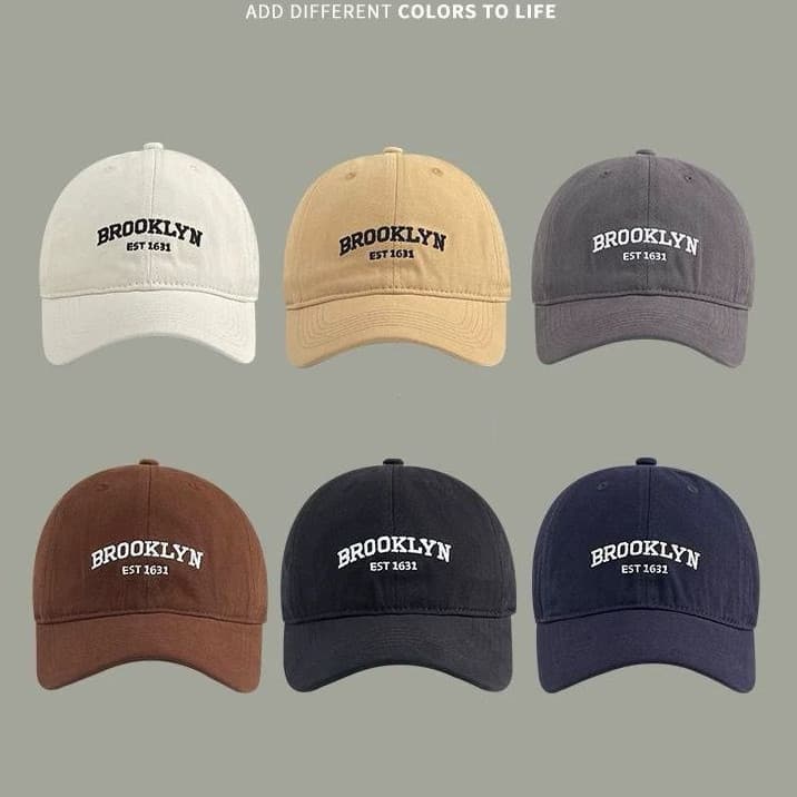 STOCK PRONTO Boné Brooklyn EST 1631 Boné Unissex Coreano Verão Soft Top Boné de Beisebol para Casais 3XTE