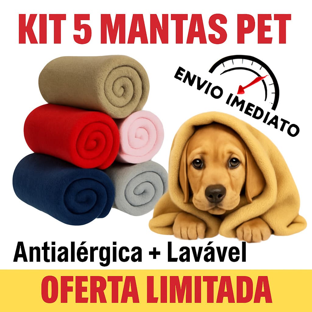 kit 5 cobertas Pet 90 x 1,10  Antialérgicas e Laváveis Oferta Econômica mantinha fofinha quentinhas!