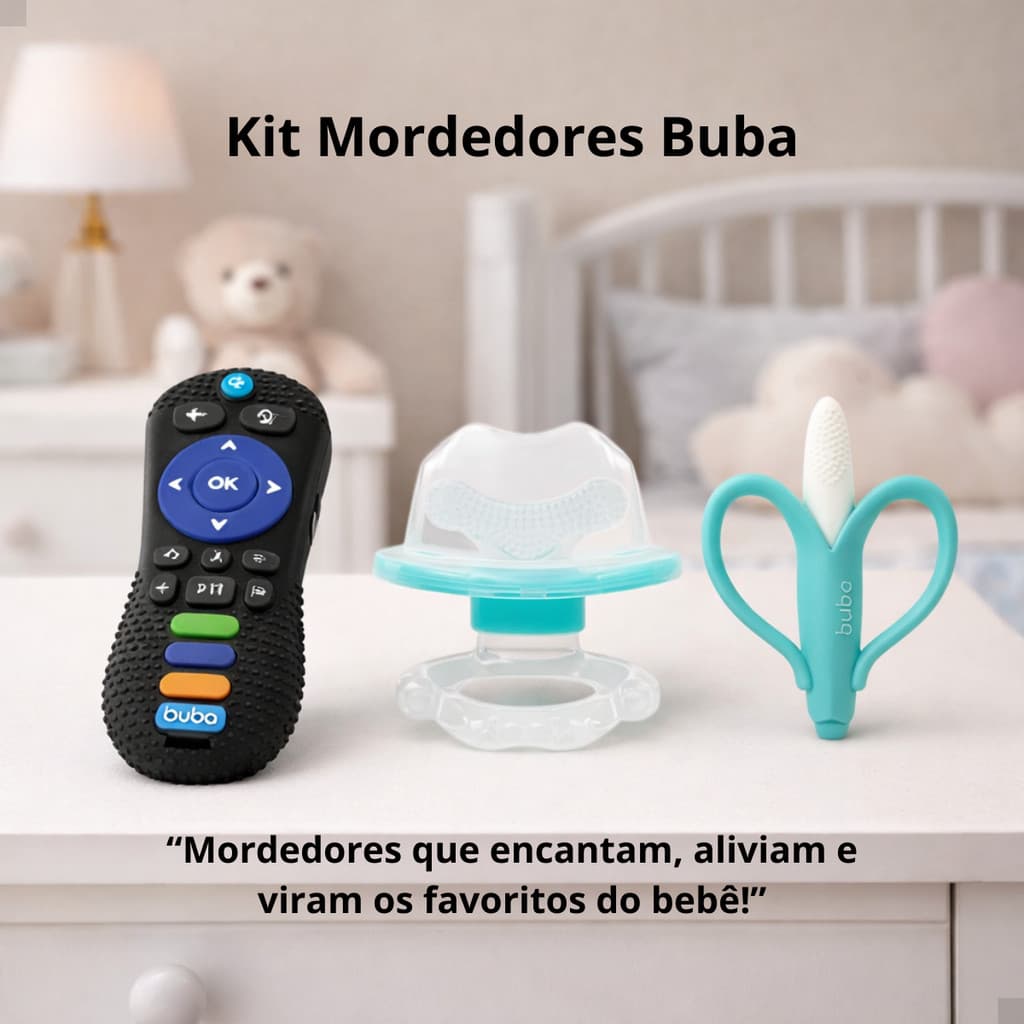 Kit Mordedores de Silicone Buba para Dentição Bebê