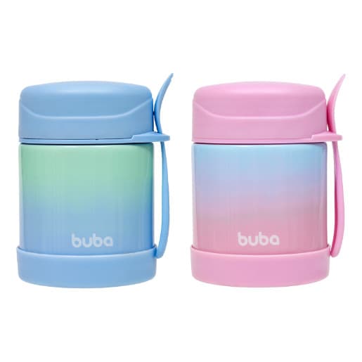Pote Térmico Infantil Degradê Com Talher  320ml Inox Buba