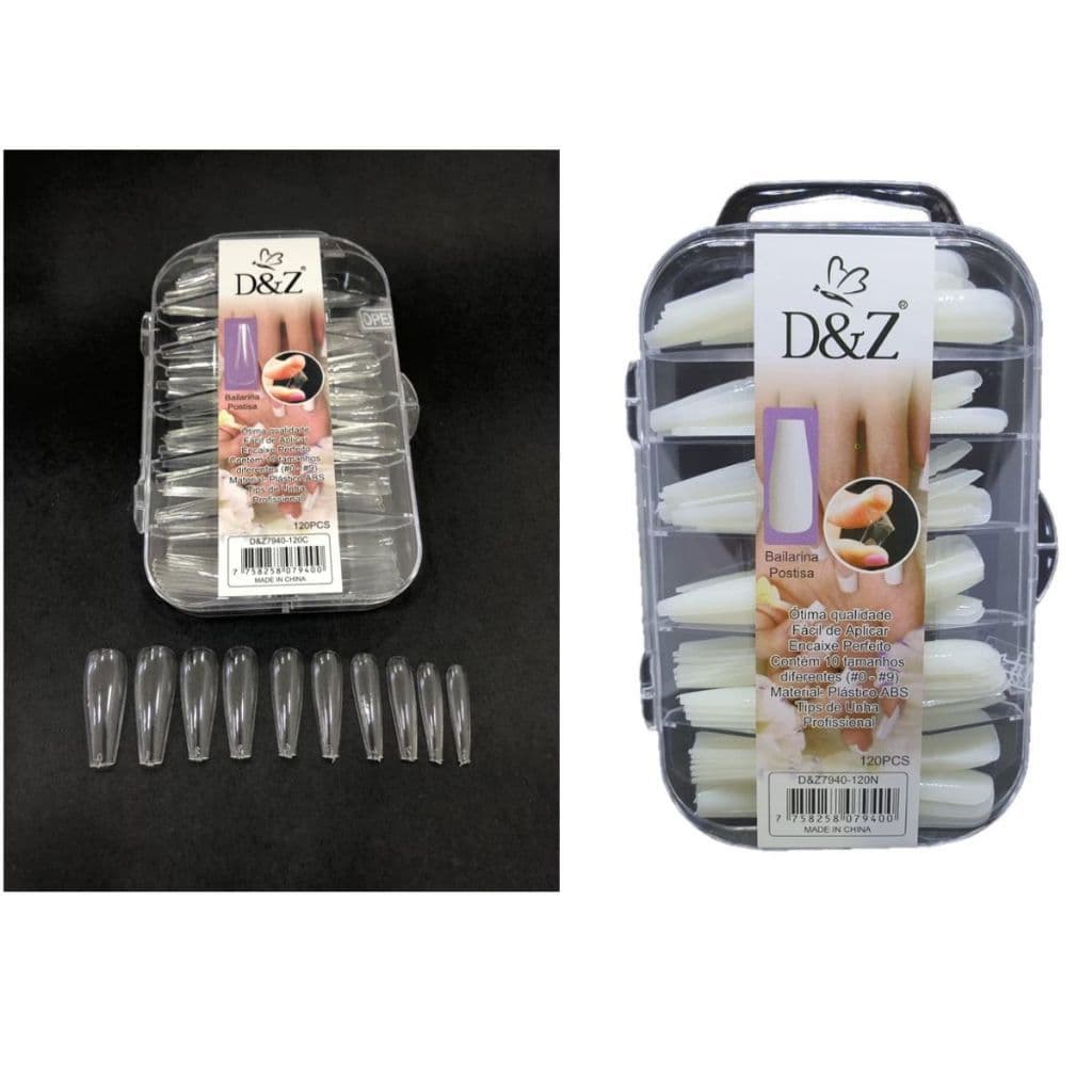 Caixa 120 Unhas Postiças Realista D&z Bailarina Nails Art Dz