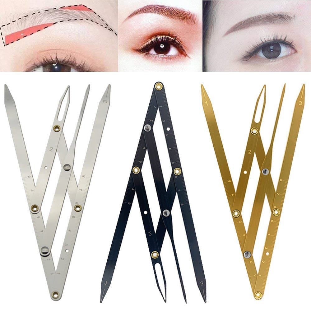 Régua de Sobrancelha em Aço Inoxidável, Ferramenta de Medição de Sobrancelha, Pinças de Proporção Áurea, Microblading