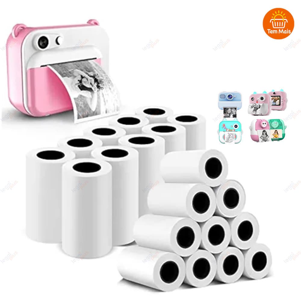 Kit 30 Bobinas Térmicas Brancas - Refil para Mini Impressora Portátil e Câmera Instantânea
