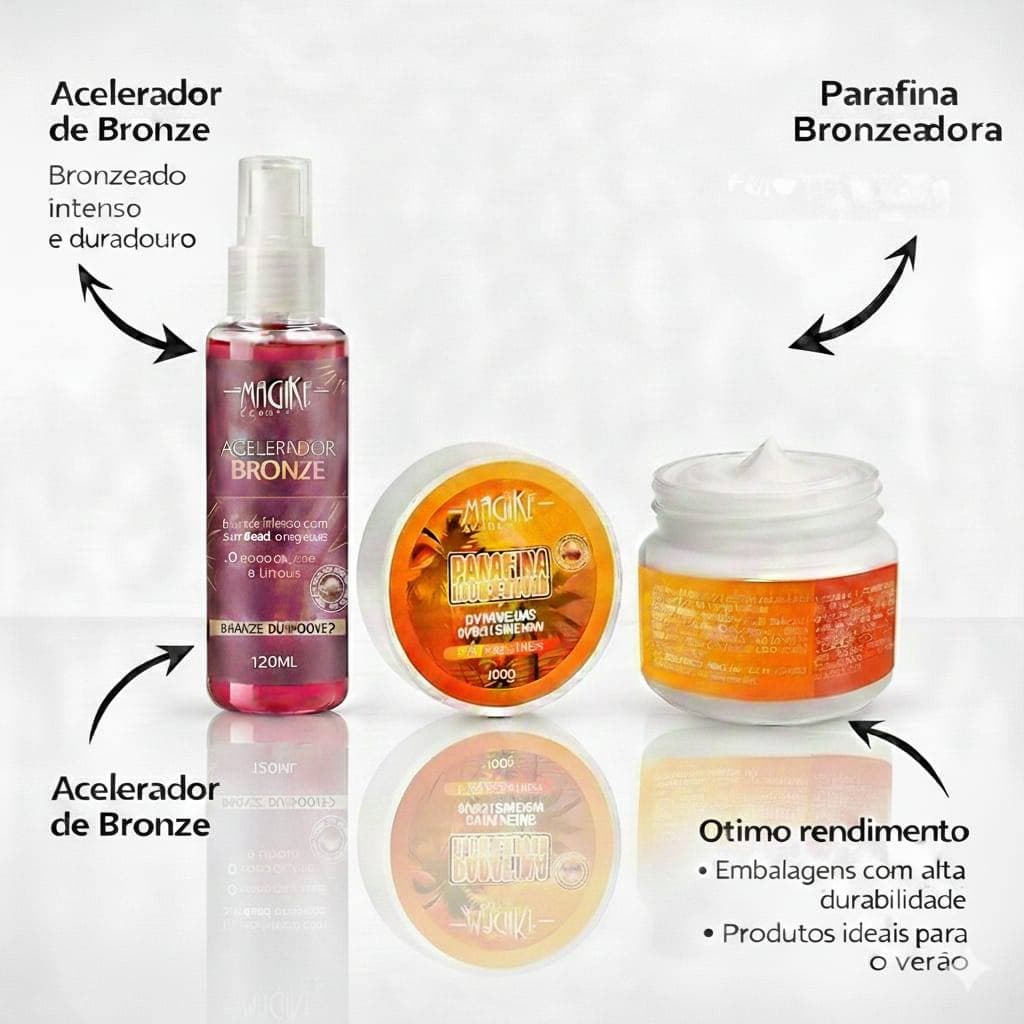 KIT BRONZE PERFEITO MAGIKE ÓLEO ACELERADOR 120ML + PARAFINA 100G