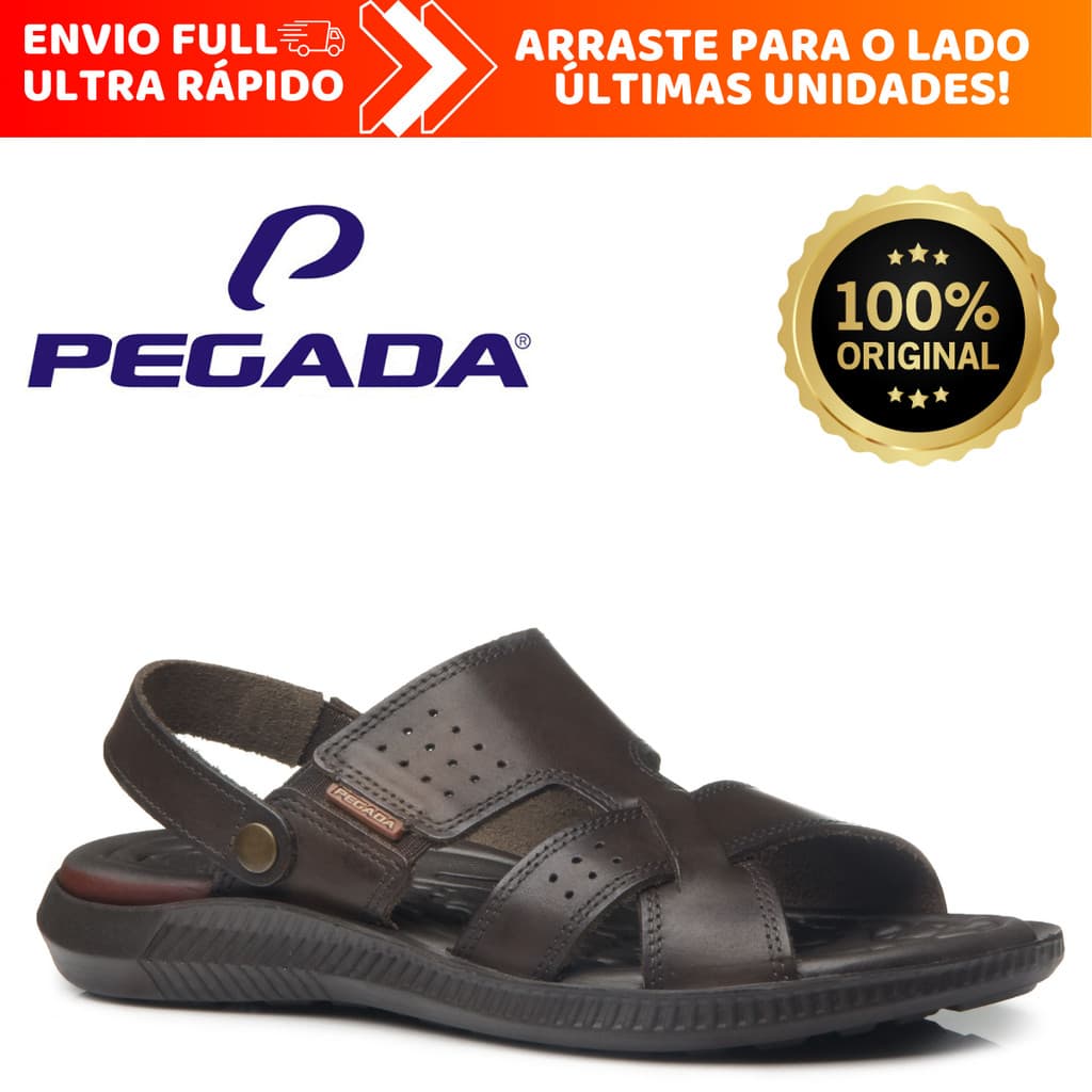 Sandália Masculina Pegada 100% Em Couro Legítimo Ultra Macio