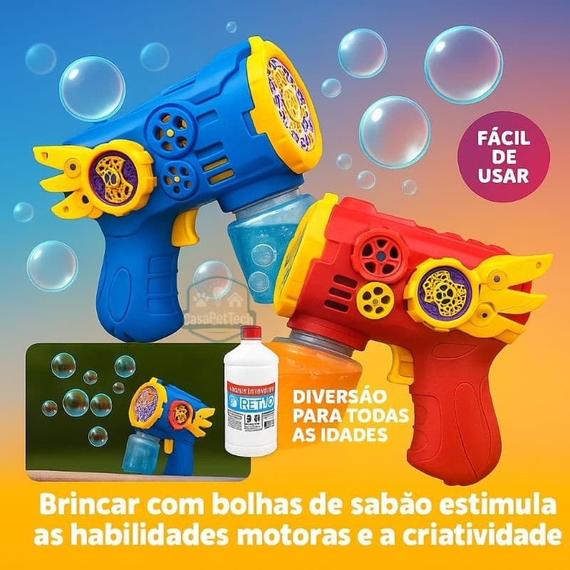 Arminha de Bolha de Sabão Infantil com Luz – Pistola Lança Bolhas Colorida e Divertida