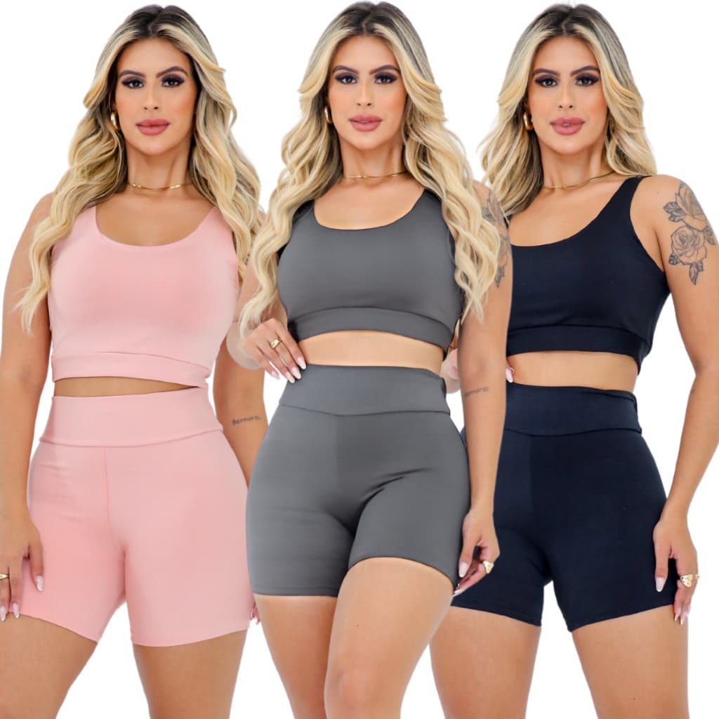 Kit 3 Shorts Suplex Legging Academia Cós Alto Short Fitness Cintura Alta