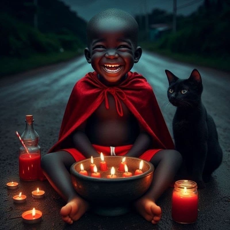 Quadouro Exu mirim com gato preto ENVIO IMEDIATO