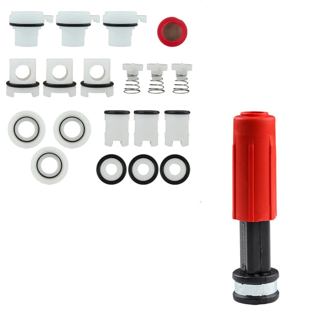 Kit Reparo do Cabeçote Completo + Esguicho Regulavel Vermelho Para Lavadora MB 147