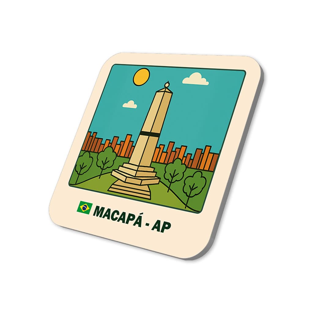 Imã Geladeira Macapá - Amapá Brasil Arte Turística do Brasil em Metal Decorativo 5cm x 5cm