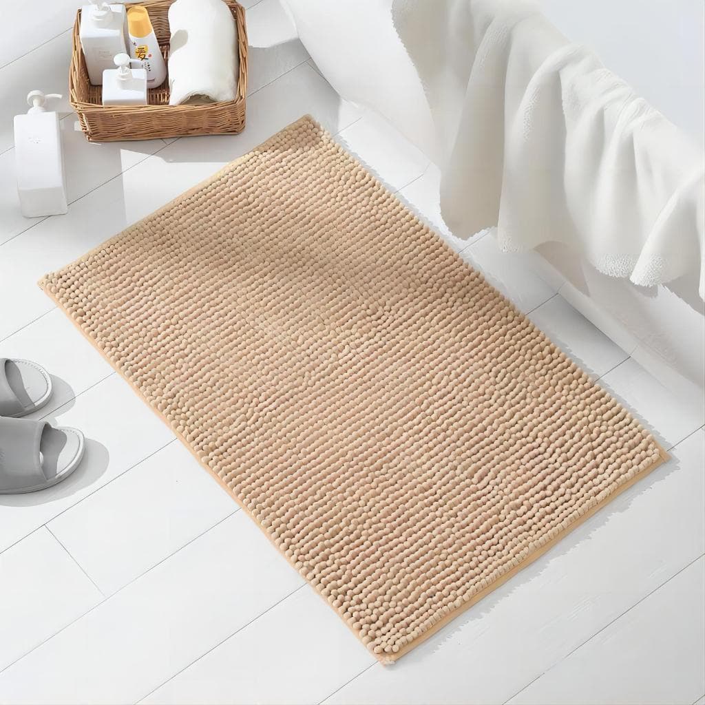 Tapete de Banheiro Bolinha Microfibra Premium Antiderrapante 40x60 Cm Bege Marfim