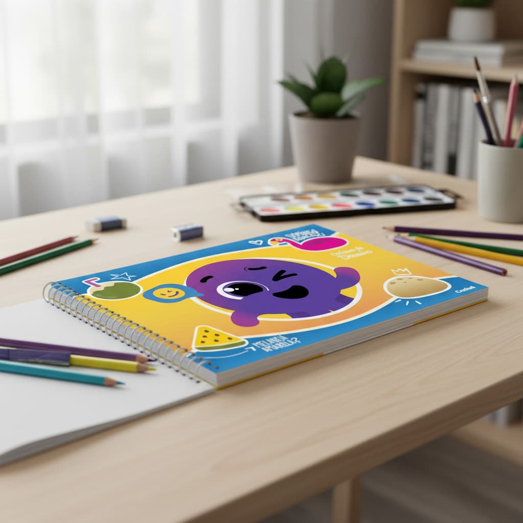 Caderno De Desenho Bolofofos Cartografia 80 Folhas Capa Dura Infantil Espiral Credeal