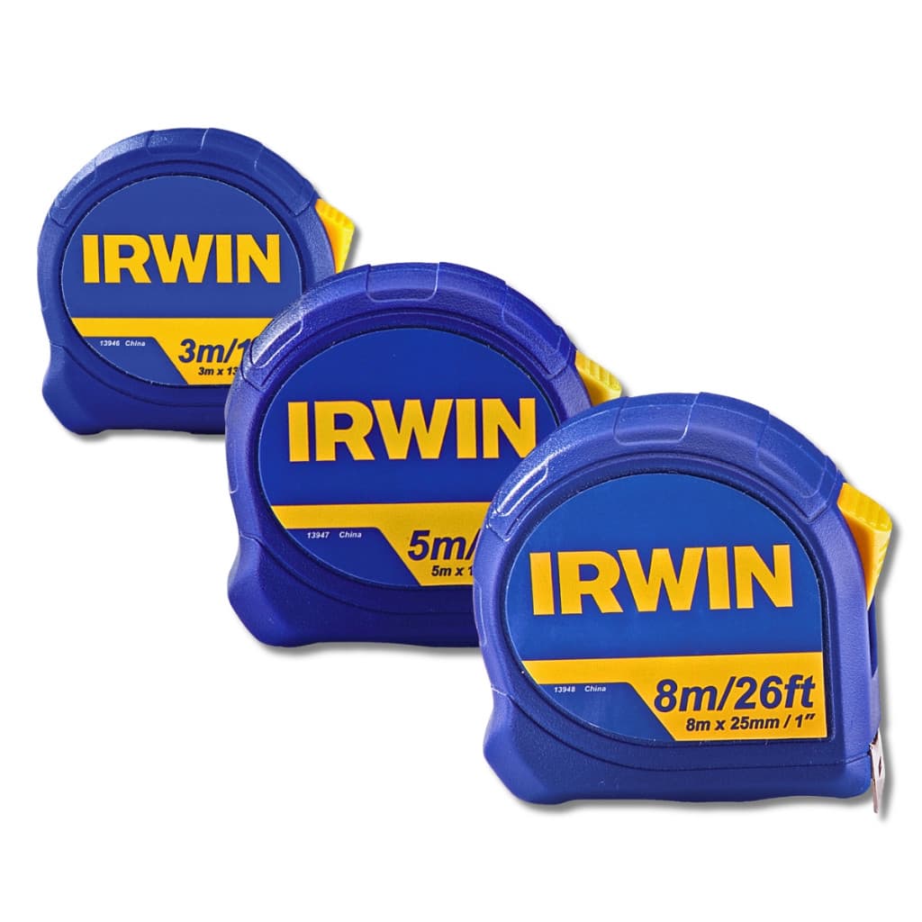 Trena Manual Standard 3 5 e 8 Metros Fita de Aço Irwin Profissional