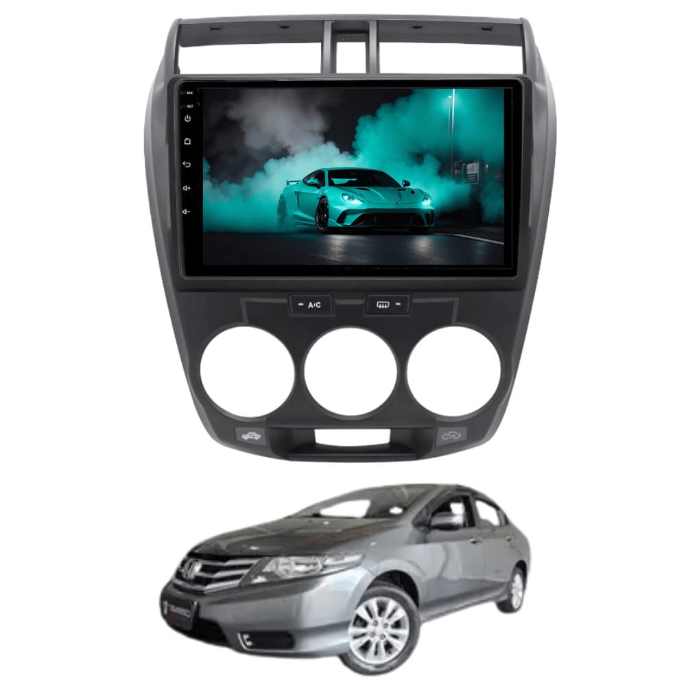 Multimídia Honda City 2009 2010 2011 2012 2013 2014 Ar Analógico Tela de 9" QLED 2GB 64GB Android Carplay + Cãmera de ré