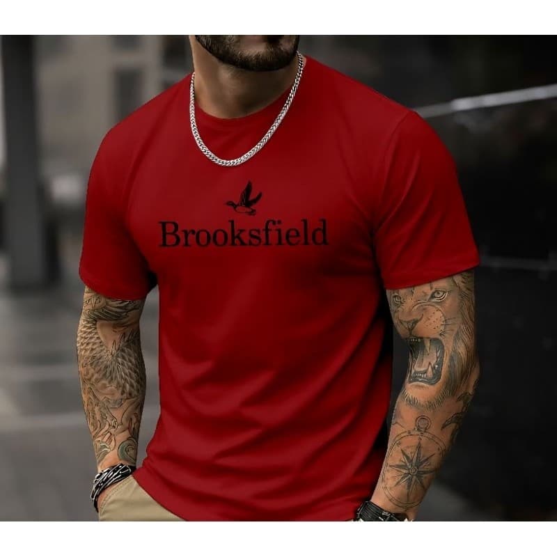 Camiseta Masculina Brooksfield Estampada Algodão Tecido Premium Gola Redonda