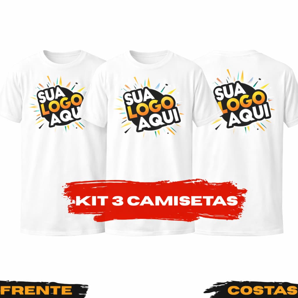 Kit 3 Camisas Personalizadas Banda Empresa Conjunto Casal Sua Logo Aqui 100% Algodão