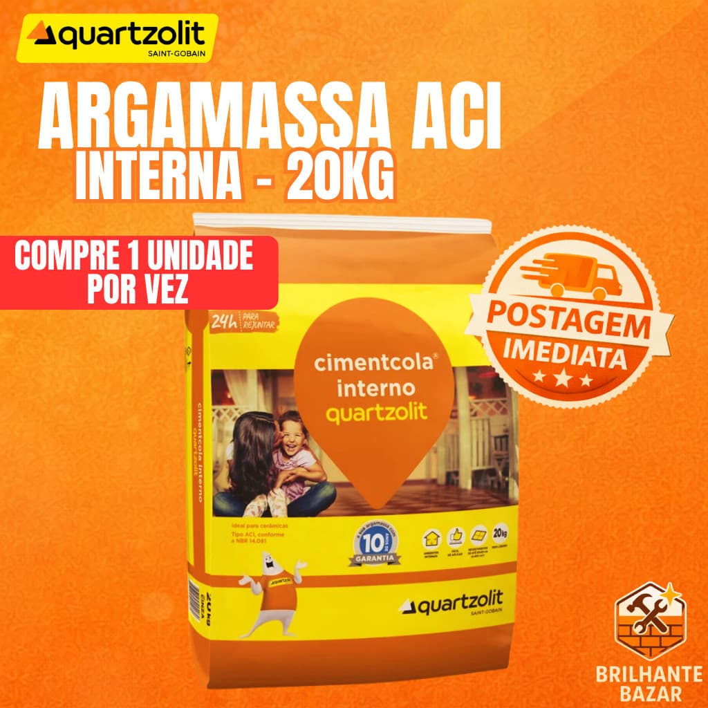 Argamassa ACI Quartzolit 20kg Cimenct Cola Cinza Interna Ideal para Pisos e Paredes